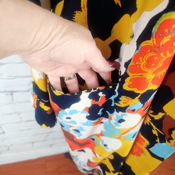 Free People Wild Nights Duster Womens M kimono floral cheetah Dopamine - Picture 10 of 10